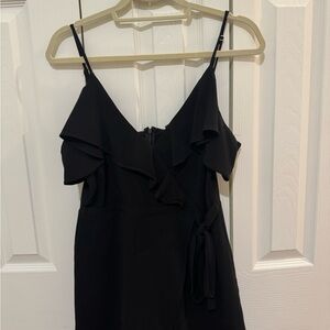 Blue Blush Black Spaghetti Strap Romper
